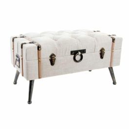 DKD Home Decor Descalzadora Loft de Lino y MDF Beige y Negro 42x43x82 cm