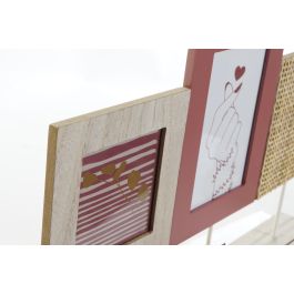 DKD Home Decor Juego de 4 Marcos Multifoto Shabby para 2 Fotos, de MDF y Cristal, Rosa Natural, 42x27x5 cm