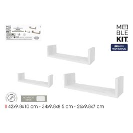 Moblekit Set 3 Estantes Flotantes Blancos - 42x9.8x10 cm, 34x9.8x8 cm y 26 cm (6 Unidades)