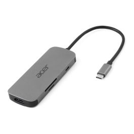Acer 7-in-1 Type-C Dongle USB 3.2 Gen 1, HDMI, Lector Tarjetas SD/MicroSD, Power Delivery 100W, Plata, Hasta 3840x2160