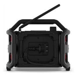 Perfectpro RockPRO - Radio digital de obra resistente IP65, DAB+/FM, Bluetooth 5.0, 4 altavoces, 30W, pantalla, batería recargable, negro/rojo