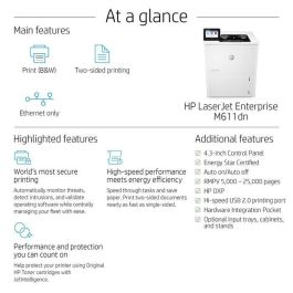 HP M611dn Impresora Láser Enterprise Dúplex con Red, JetIntelligence para Documentos Profesionales y Seguridad Avanzada