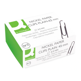 Q-connect Clips Niquelados Nº3 43 mm Caja de 100 Unidades