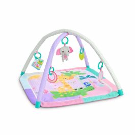 Bright Starts BRI17442 Alfombra de Actividades Plegable para Bebé, Rosa Jungla, con Arco, Juguetes Sensoriales y Musicales, Espejo