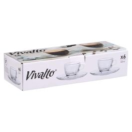 Vivalto Taza de Vidrio para Café 85 ml con Plato - 11x5.5x11 cm (24 Unidades) Vivalto Taza de Vidrio para Café 85 ml con Plato - 11x5.5x11 cm (24 Unidades)