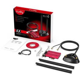 Cudy WE4000 Adaptador Tarjeta de Red Interna PCI Express Wi-Fi 6 (802.11ax) 2400 Mbps Tribanda con Bluetooth