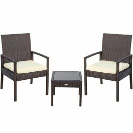 Aktive Conjunto 2 Sillones (54,5x56x79 cm) y Mesita (43,5x39 cm) Acero Rattan Vidrio Poliéster Precio: 161.49999954. SKU: B1BNZQXRR3