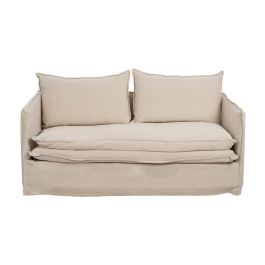 Sofá 2 Plazas Crema Tejido-Madera 180 X 97 X 89 cm