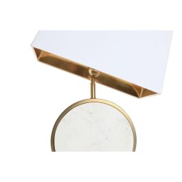 DKD Home Decor India lamps 1c25 Lámpara de Sobremesa de Acero y Mármol Dorada y Blanca 44 x 73 x 28 cm