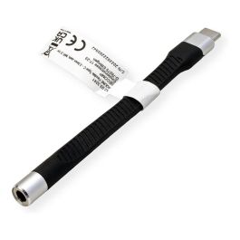 ROLINE 12.03.3241 Adaptador USB-C a Jack 3.5 mm Macho Hembra, Negro, Longitud de Cable 0.1 m