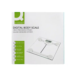 Q-connect Báscula de Baño Digital KF19060, Precisión 100g, Capacidad 180kg, Pantalla LCD, 300x300x22mm