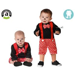 Disfraz Ratoncito Cuento Bebé 6-12 Meses Mono Negro Chaleco Rojo Pajarita Lunares