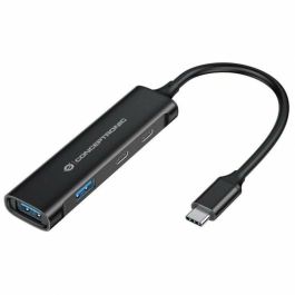 CONCEPTRONIC HUB 3.0 HUBBIES12B 4 PUERTOS USB 3.2 2 PUERTOS USB-C 2 PUERTOD USB-A COLOR NEGRO CARCASA DE ALUMINIO
