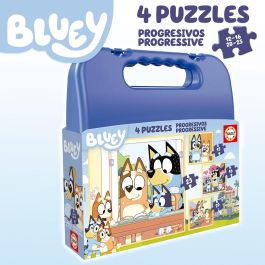 Educa Maleta Puzzles 19830 Bluey para Niños con Licencia Oficial, Organizador de Plástico