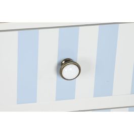 DKD Home Decor Mueble TV Mediterráneo Colección Bayona 2023 Madera Paulownia Blanco Azul Celeste 120x48x60 cm con 4 Cajones y 3 Puertas