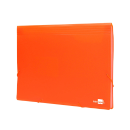Liderpapel Carpeta Clasificador Fuelle Polipropileno DIN A4 Naranja Fluor Opaco 13 Departamentos