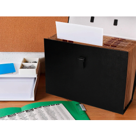 Liderpapel Maletín con fuelle y asa, cartón forrado, 19 departamentos, 255x390x120 mm, colores surtidos