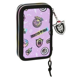 Plumier Doble Monster High Best boos Lila 12.5 x 19.5 x 4 cm (28 piezas)