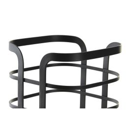 DKD Home Decor Cubertero Organizador de Cocina para Cubiertos, Colección Básicos, Acero y Bambú, Negro y Natural, 12x12x14.5 cm