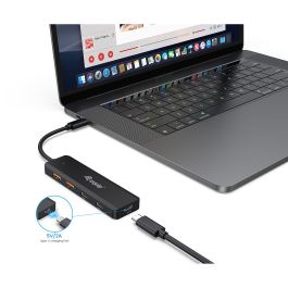 Equip 128966 Hub USB 4 Puertos Tipo-C y Tipo-A 3.2 Gen 2 (10Gbps) para PC/Laptop Negro Plug & Play