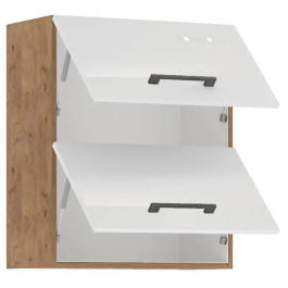 Rock Columna ROCK60GUWH Roble Lancelot y Melamina Blanco Brillo 60 cm 2 Puertas Basculantes