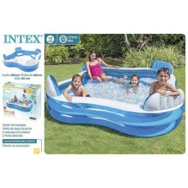 Intex Piscina Hinchable Rectangular con 4 Asientos, 990 Litros, 229x229x66 cm, para Niños +6 Años
