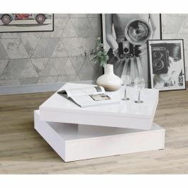 Forte CFTT4181Z38 Mesa de Centro con Tapa Giratoria Cuadrada Blanco Brillo 78x78x36 cm