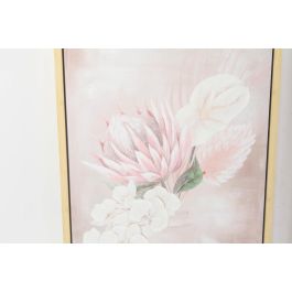 DKD Home Decor Cuadro Decorativo Scandi Florero Hecho a Mano sobre Lienzo Beige y Rosa, 70x50 cm (Set de 2)
