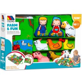 Molto Manta de Actividades Farm and Fun con 7 Figuras Blanditas de Tela, Juguete Educativo Infantil para Estimulación Temprana desde 1 Año