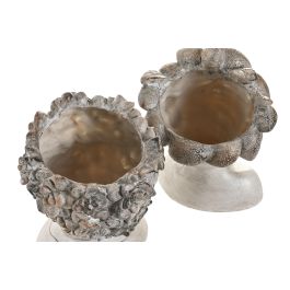 DKD Home Decor Macetero Shabby Gris de Resina 15 x 23 x 18 cm (Set de 2 Unidades)