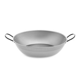 Vaello Sartén honda pulida en acero laminado en frío Ø38 cm, ideal para guisar arroces y calderetas, 10-14 comensales