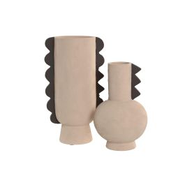 DKD Home Decor Jarrón Urban de Gres Marrón y Gris 18 x 18 x 29 cm