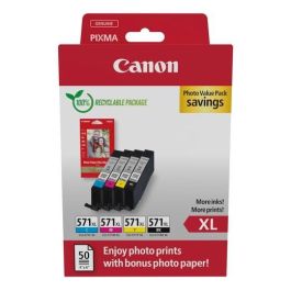Canon Tinta Ecopack Bk+ C-M-Y +50H Papel Foto 10x15 grlossy Ii Para Pixma Ts 5051-5053-5055-6050-6051-6052-8051-8052-9050-9055 - Cli 571XL Precio: 67.78999953. SKU: B1466BKME7