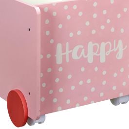 Home Deco Kids Carro Almacenar Infantil Rosa para Niños con Ruedas Decorativas 35x47 cm