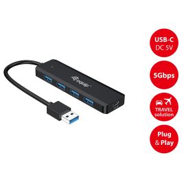 EQUIP HUB USB LIFE A 4 PUERTOS USB 3.2 INCLUYE ADAPTADOR USB-C
