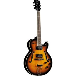 EKO Guitarra Eléctrica Hollowbody Jazz Single Cut Sunburst Humbucker - Cuerpo Paulownia - 6 Cuerdas - 22 Trastes
