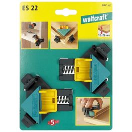 Wolfcraft 3051000 Sargento para Esquinas ES 22 Profesional/Doméstico 90° para Tablas 10-22mm Fijación Atornillar/Encolar (2 Uds)