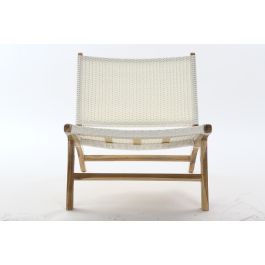 Silla de Jardín DKD Home Decor MB-177833 Blanco Natural PVC Teca 65 x 80 x 68 cm