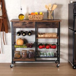 Carro C/ Ruedas 3 Baldas Brown Versa 40X85CM Carro C/ Ruedas 3 Baldas Brown Versa 40X85CM
