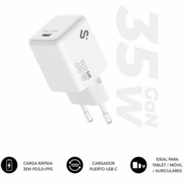 Subblim SUBCHG-6G3510 Cargador GaN 35W USB-C con Power Delivery 3.0 PPS, Ultra Compacto de Pared Universal, Blanco