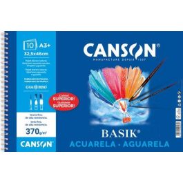 Canson Bloc Dibujo Acuarela DIN A3 Espiral 370g/m² - 10 Hojas Papel Blanco Natural Ligeramente Satinado Precio: 11.58999952. SKU: B18X6M3KXF