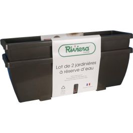 Jardinera RIVIERA EVA - Juego de 2 maceteros - Plástico - 57 cm - Gris Precio: 49.50000011. SKU: B1JNQYQ3DF