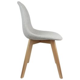 Home Deco Factory Silla HELSINKI Diseño Escandinavo Patas Madera Asiento Tela Gris 47x53x87,2 cm