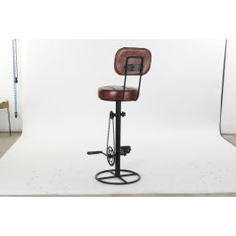 DKD Home Decor Taburete Vintage Piel y Metal Marron Negro 46 x 118 x 45 cm