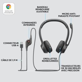 Auriculares Logitech H390/ con Micrófono/ USB/ Negros