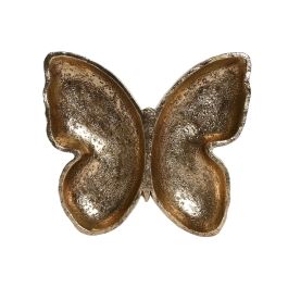 DKD Home Decor 4 Unidades Bandeja Vaciabolsillos Shabby Dorado Resina Mariposa 22 x 4 x 24 cm