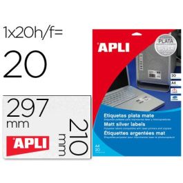 Etiqueta Adhesiva Apli 10071 Metalizada 210x297 mm Para Fotocopiadora Laser Caja 20 Hojas Precio: 27.50000033. SKU: BIX10071