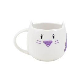 Taza con Plato Gorjuss Smitten kitten Blanco Negro Cerámica Posavasos Taza