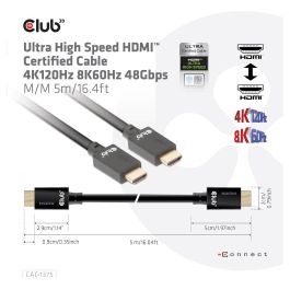 Club 3D Cable HDMI 2.1 Ultra High Speed 10K HDR 5m Negro CAC-1375