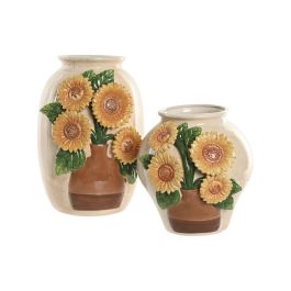 DKD Home Decor Jarrón Cerámica Amarillo Beige 26 x 24 x 26 cm